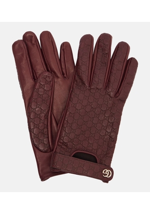 Gucci Double G GG debossed leather gloves