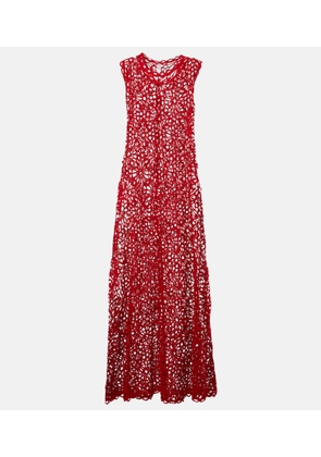 Norma Kamali Open-knit cotton-blend maxi dress