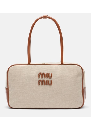 Miu Miu Beau leather-trimmed canvas tote bag
