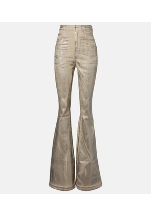 Rick Owens Bolan coated high-rise bootcut jeans