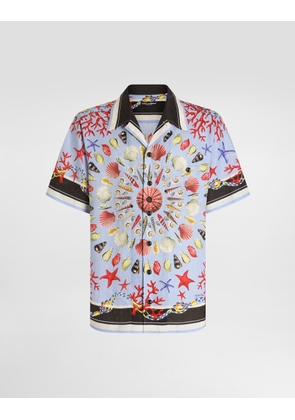 Dolce & Gabbana Shell-print Hawaii Linen Canvas Shirt - Man Shirts Multicolor 39