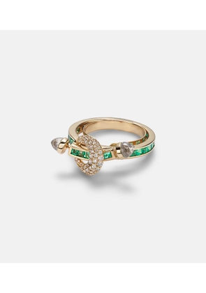 Ananya Chakra 18kt gold ring with diamonds and quartzes