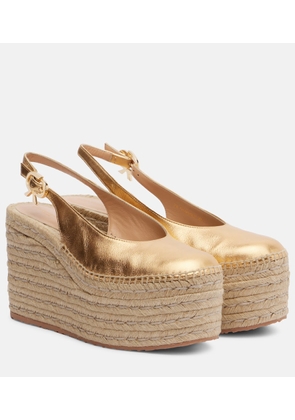 Gianvito Rossi Metallic leather espadrille wedges