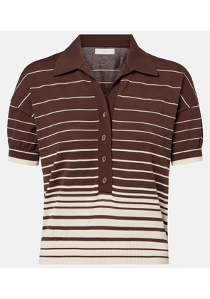 Faithfull Sable striped cotton-blend polo shirt