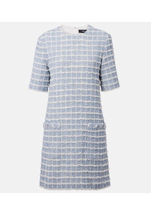Versace Checked cotton-blend tweed minidress