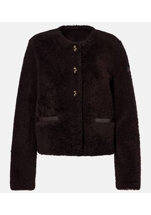 Moncler Cropped leather-trimmed down jacket