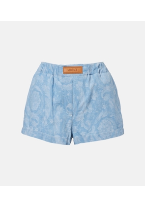 Versace Barocco denim chambray shorts