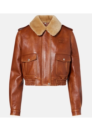 Miu Miu Shearling-trimmed leather jacket