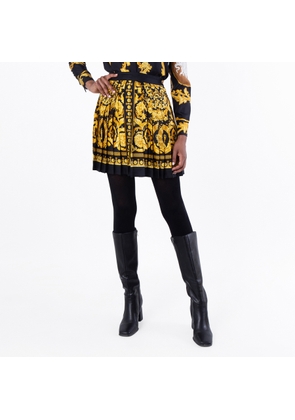Versace Barocco Print High-Waisted Silk Skirt, Brand Size 40 ( US Size 4 )