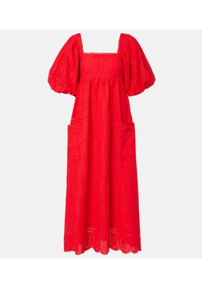 Farm Rio Broderie anglaise cotton midi dress