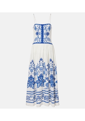Farm Rio Printed linen-blend maxi dress