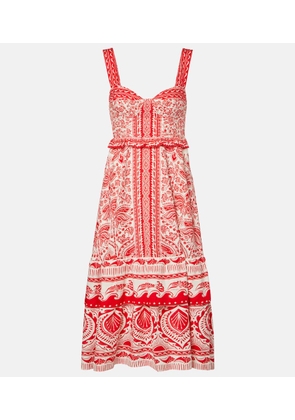 Farm Rio River Ride linen-blend bustier dress