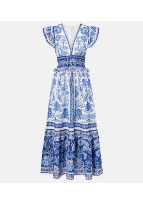 Farm Rio Floral tiered cotton maxi dress