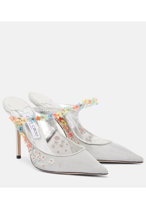 Jimmy Choo Bing Daisy 100 embellished mesh mules
