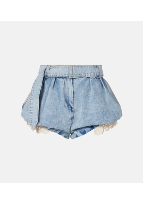 Magda Butrym Crochet-trimmed denim shorts