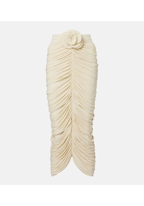 Magda Butrym Floral-applique ruched midi skirt