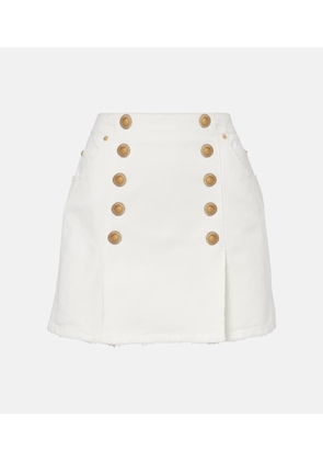 Balmain Pleated cotton canvas miniskirt