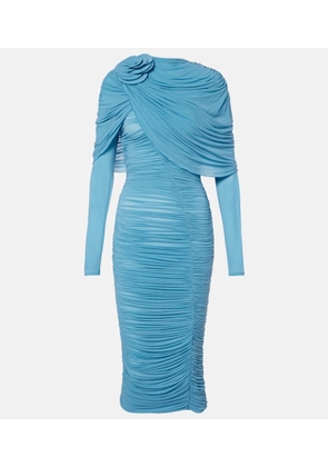 Magda Butrym Floral-applique ruched caped midi dress