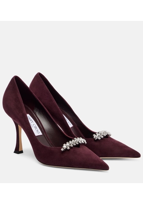 Jimmy Choo Belinda 90 crystal-embellished suede pumps