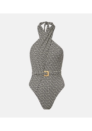 Balmain Belted halterneck swimsuit