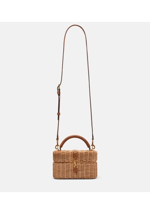Saint Laurent Gaby leather-trimmed wicker vanity bag