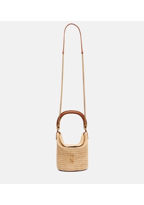Saint Laurent Gaby leather-trimmed raffia bucket bag