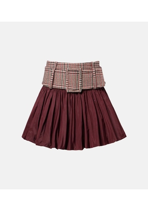 Patou Checked ruched virgin wool miniskirt