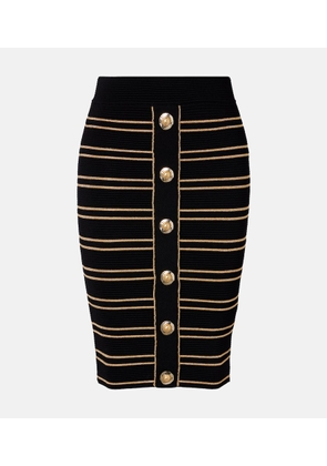 Balmain Ribbed-knit striped miniskirt