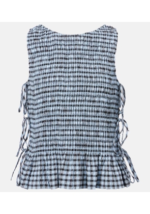Ganni Gingham shirred shirt