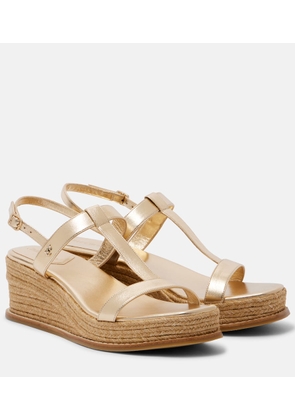 Jimmy Choo Theia 60 metallic leather espadrille wedges