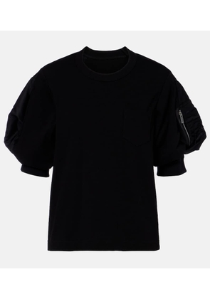 Sacai Cotton twill and jersey T-shirt