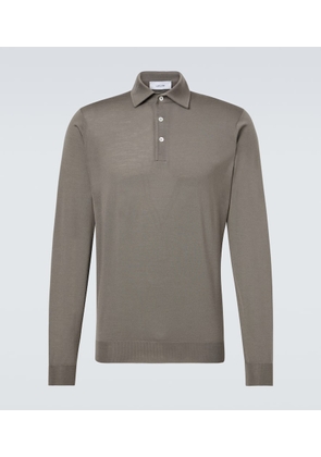 Lardini Ribbed-knit virgin wool polo shirt