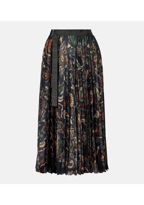 Sacai Floral pleated midi skirt