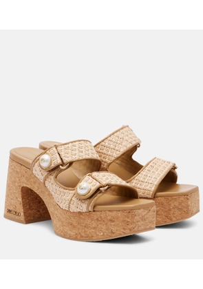 Jimmy Choo Fayence 95 leather wedge sandals