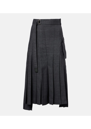 Sacai Prince of Wales check wool midi skirt