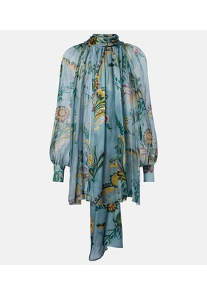 Etro Printed ruched silk top