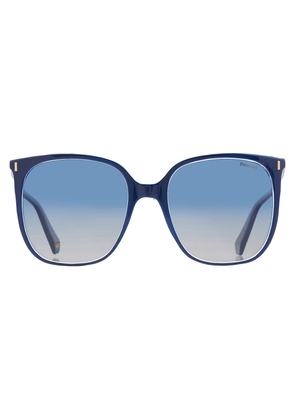 Polaroid Blue Gradient Browline Ladies Sunglasses PLD 6218/S 0PJP/Z7 56