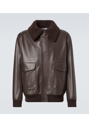 Gabriela Hearst Shearling-trimmed leather bomber jacket