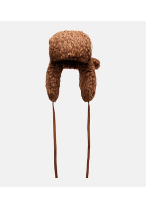 Ruslan Baginskiy Logo suede-trimmed aviator hat