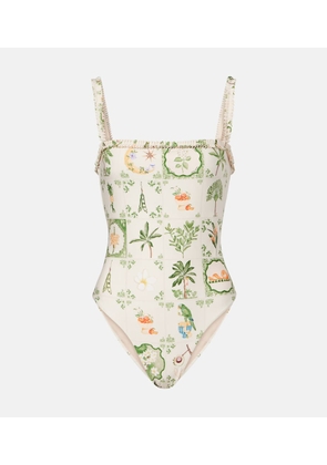 Agua by Agua Bendita Limon printed ruffled swimsuit