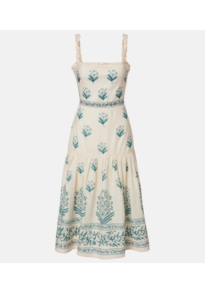 Agua by Agua Bendita Nispero Ceiba floral linen midi dress