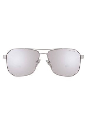 Prada Linea Rossa Silver Mirror Irregular Mens Sunglasses PS A53S 18X80I 62