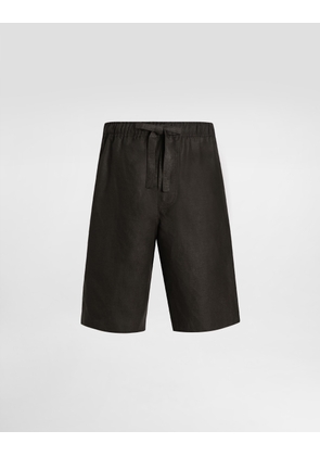 Dolce & Gabbana Linen Fabric Shorts - Man Pants And Shorts Black 46