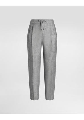 Dolce & Gabbana Washed Linen Canvas Trousers - Man Pants And Shorts Gray 58