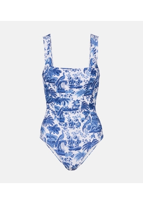 Staud Adelaide printed corset swimsuit