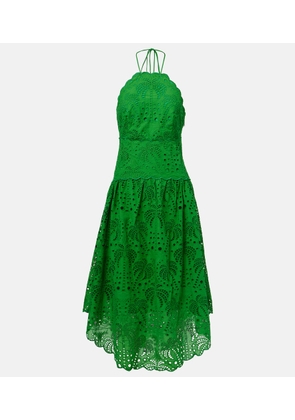 Farm Rio Embellished cotton midi dress