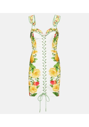 Farm Rio Floral linen-blend minidress