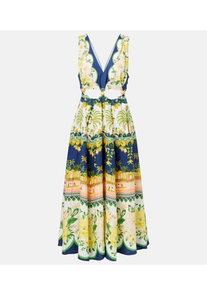 Farm Rio Embellished cutout printed midi dress
