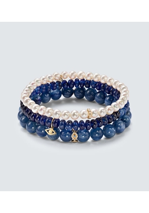 Sydney Evan 14kt gold bracelet bundle with pearl, kyanite, diamonds and sapphires