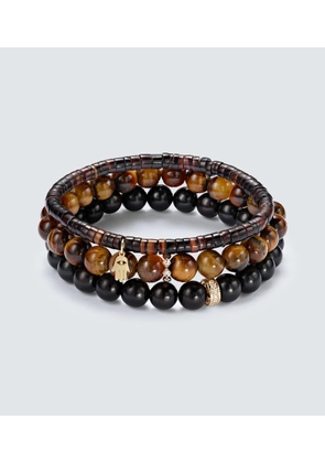 Sydney Evan Set of 3 14kt gold beaded bracelets with gemstones